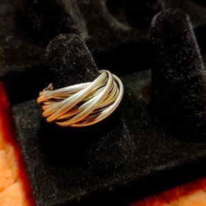 Vintage 15 Interlocking Bands Chunky Fidget Ring Size 6.5-7 925 Sterling Silver